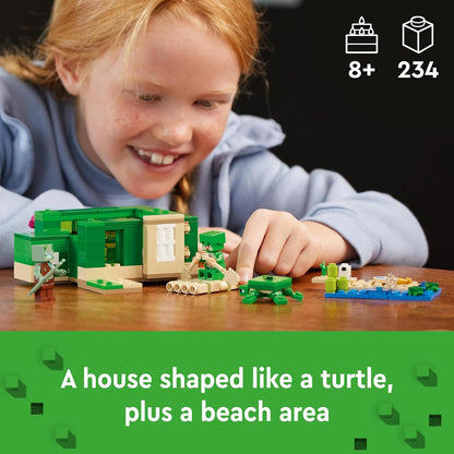 LEGO Minecraft Das Schildkrötenstrandhaus, Spielzeug-Haus mit Zubehör für Mädchen und Jungen ab 8 Jahren, Set mit Tieren und Figuren aus dem Videospiel, Geschenk für Gamer 21254