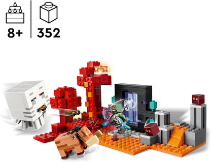 LEGO Minecraft The Nether Portal Ambush Adventure Set, Building Toys for Boys and Girls with Battle Scenes, Iconic Characters & Mobs Figures from the Game, Gifts for Kids 8 Plus Years Old 21255