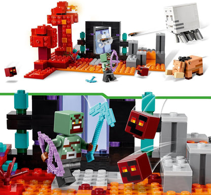 LEGO Minecraft The Nether Portal Ambush Adventure Set, Building Toys for Boys and Girls with Battle Scenes, Iconic Characters & Mobs Figures from the Game, Gifts for Kids 8 Plus Years Old 21255