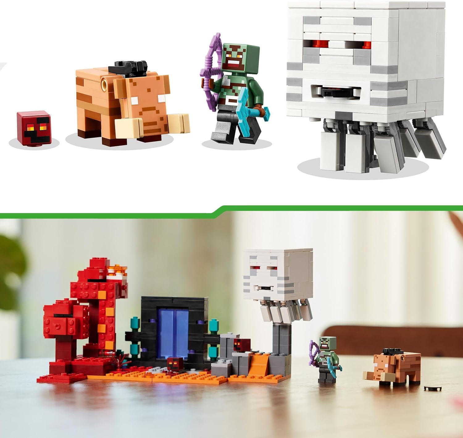 LEGO Minecraft The Nether Portal Ambush Adventure Set, Building Toys for Boys and Girls with Battle Scenes, Iconic Characters & Mobs Figures from the Game, Gifts for Kids 8 Plus Years Old 21255