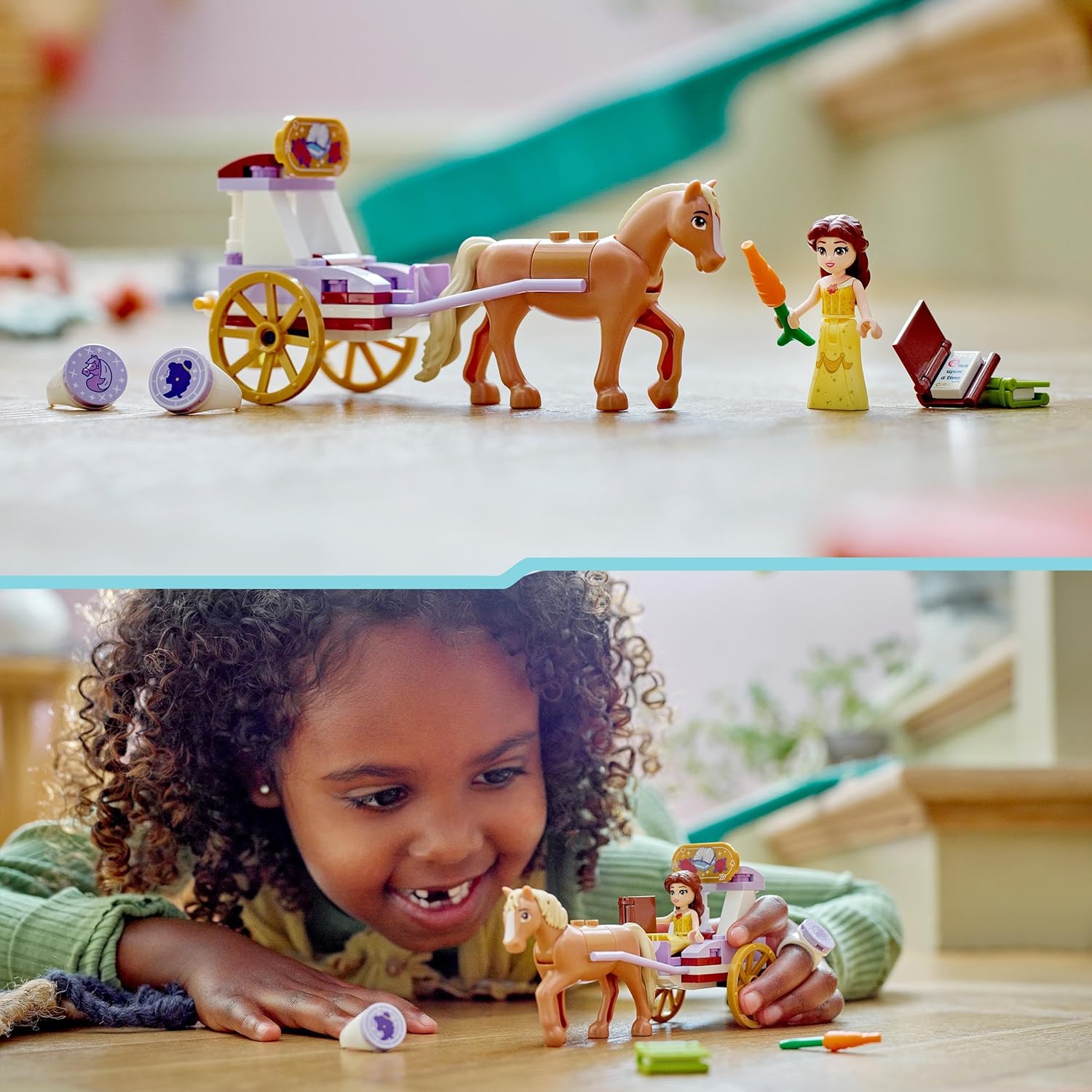 LEGO ǀ Disney Princess Belle’s Storytime Horse Carriage, Building Toy for 5 Plus Year Old Girls and Boys with Belle Mini-Doll & Phillipe Figure, Disney’s Beauty and the Beast Film Gift for Kids 43233