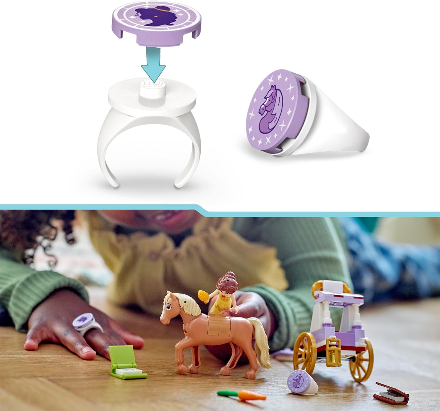 LEGO ǀ Disney Princess Belle’s Storytime Horse Carriage, Building Toy for 5 Plus Year Old Girls and Boys with Belle Mini-Doll & Phillipe Figure, Disney’s Beauty and the Beast Film Gift for Kids 43233