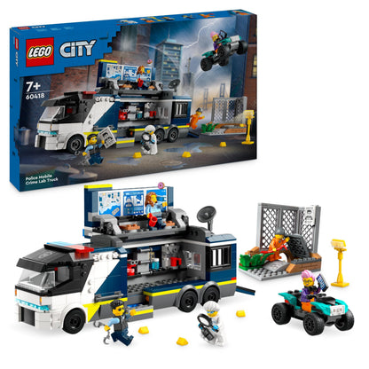 LEGO City Laboratorio de Criminología Móvil de la Policía, Regalo para Niños y Niñas de 7 Años o Más, Quad de Juguete y Minifiguras de Agentes, Científico y Ladrones, Juego de Roles 60418