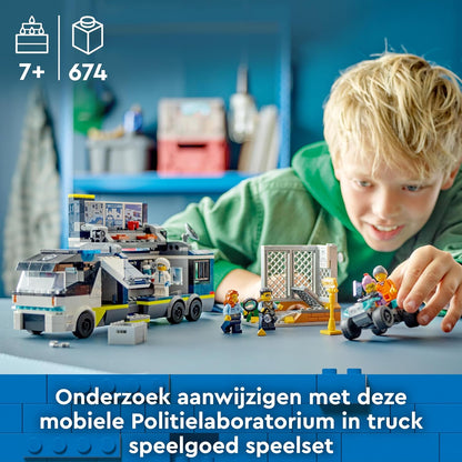 LEGO City Laboratorio de Criminología Móvil de la Policía, Regalo para Niños y Niñas de 7 Años o Más, Quad de Juguete y Minifiguras de Agentes, Científico y Ladrones, Juego de Roles 60418