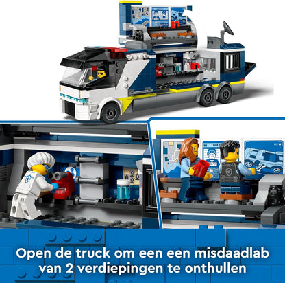 LEGO City Laboratorio de Criminología Móvil de la Policía, Regalo para Niños y Niñas de 7 Años o Más, Quad de Juguete y Minifiguras de Agentes, Científico y Ladrones, Juego de Roles 60418
