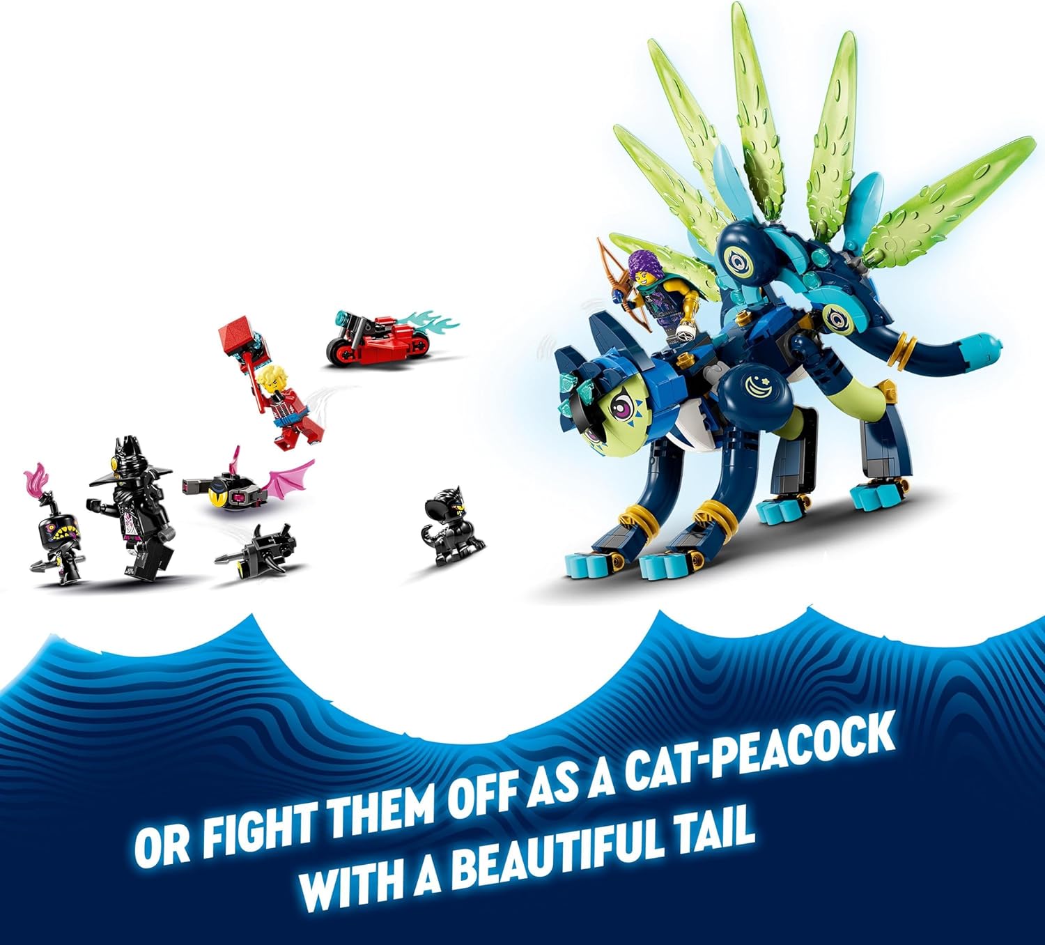 LEGO DREAMZzz 2-in-1 Zoey und die Katzeneule Zian, Actionfiguren-Set mit Spielzeug-Katze für Kinder, Enthält baubares Fabelwesen, Figure und Nachtjäger, Geschenk für Kinder ab 9 Jahren 71476