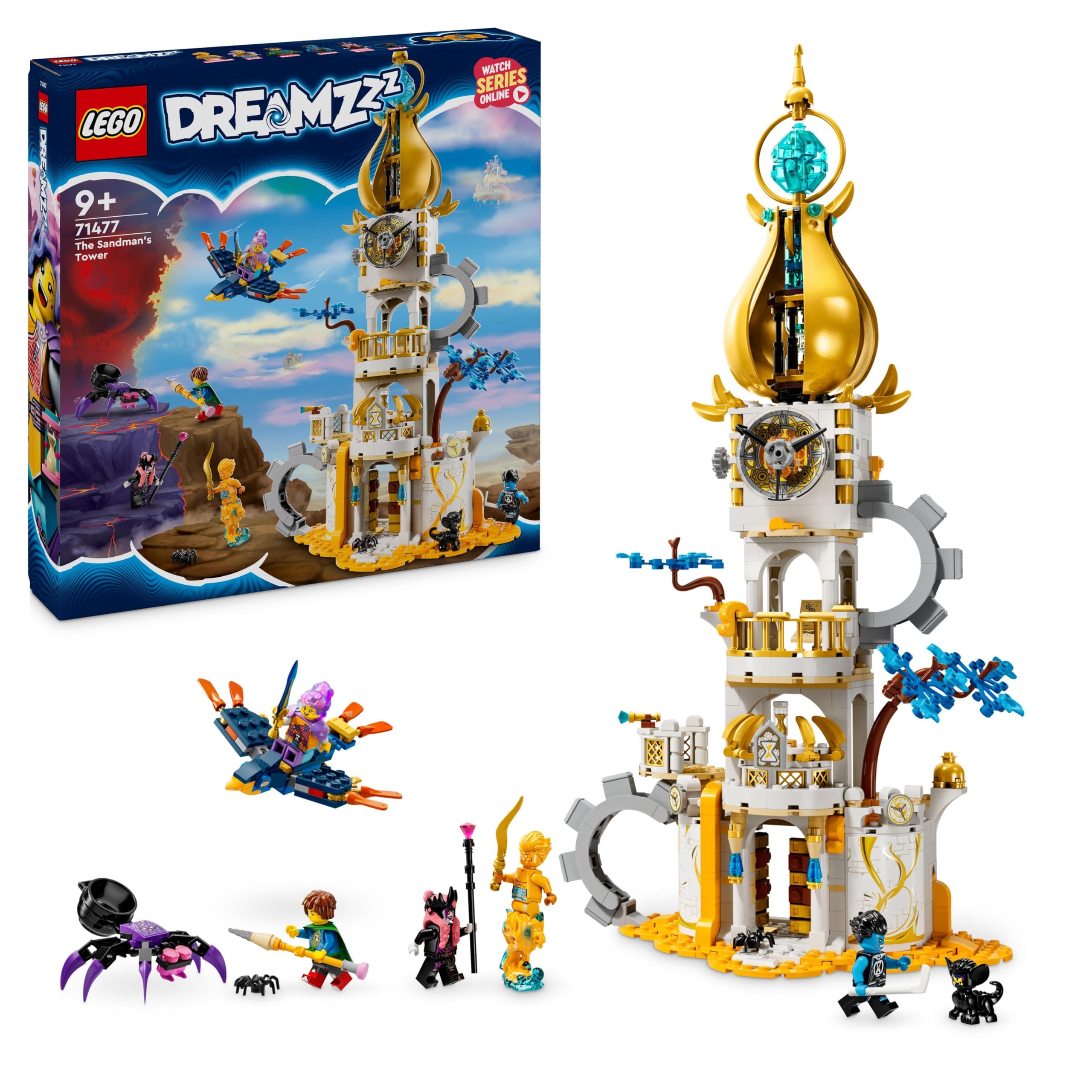 LEGO DREAMZzz The Sandman’s Tower, Castle Toy Playset for Kids, Boys & Girls, with 2 Building Options, Featuring Spider and Bird Animal Figures plus 5 Minifigures, Fantasy Birthday Gifts 71477