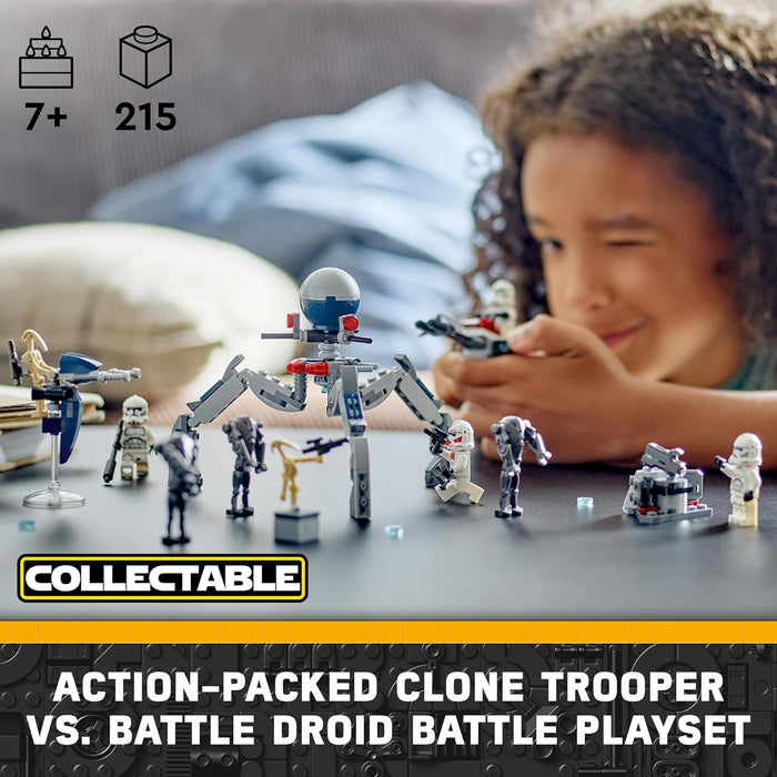 LEGO Star Wars Clone Trooper & Battle Droid Battle Pack Building Toys for Kids with Speeder Bike Vehicle, 4 Minifigures and 5 Figures, Gifts for Boys and Girls Aged 7 Plus Years Old 75372