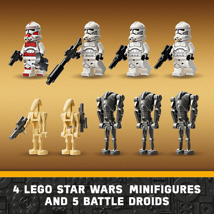 LEGO Star Wars Clone Trooper & Battle Droid Battle Pack Building Toys for Kids with Speeder Bike Vehicle, 4 Minifigures and 5 Figures, Gifts for Boys and Girls Aged 7 Plus Years Old 75372