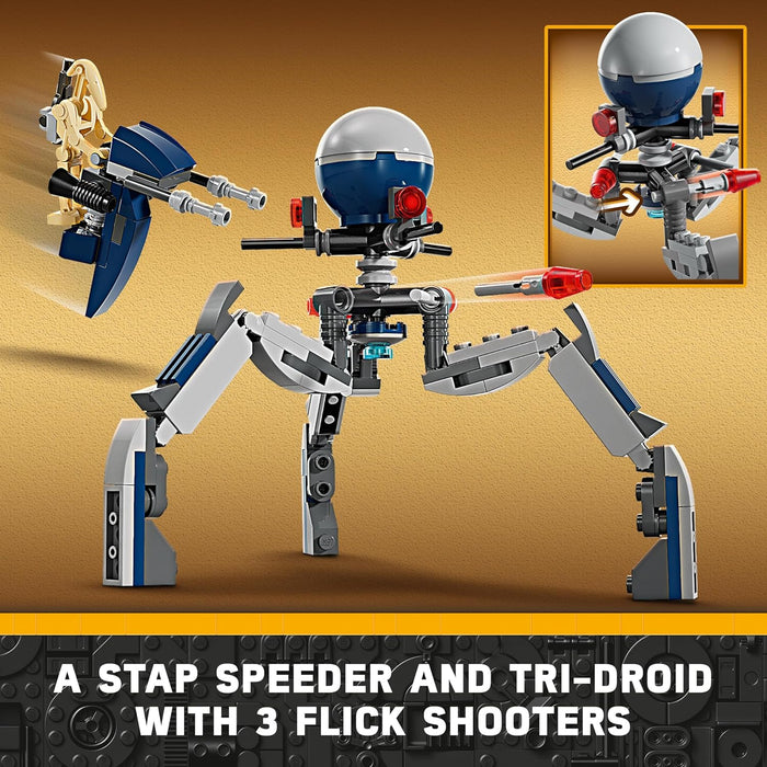 LEGO Star Wars Clone Trooper & Battle Droid Battle Pack Building Toys for Kids with Speeder Bike Vehicle, 4 Minifigures and 5 Figures, Gifts for Boys and Girls Aged 7 Plus Years Old 75372