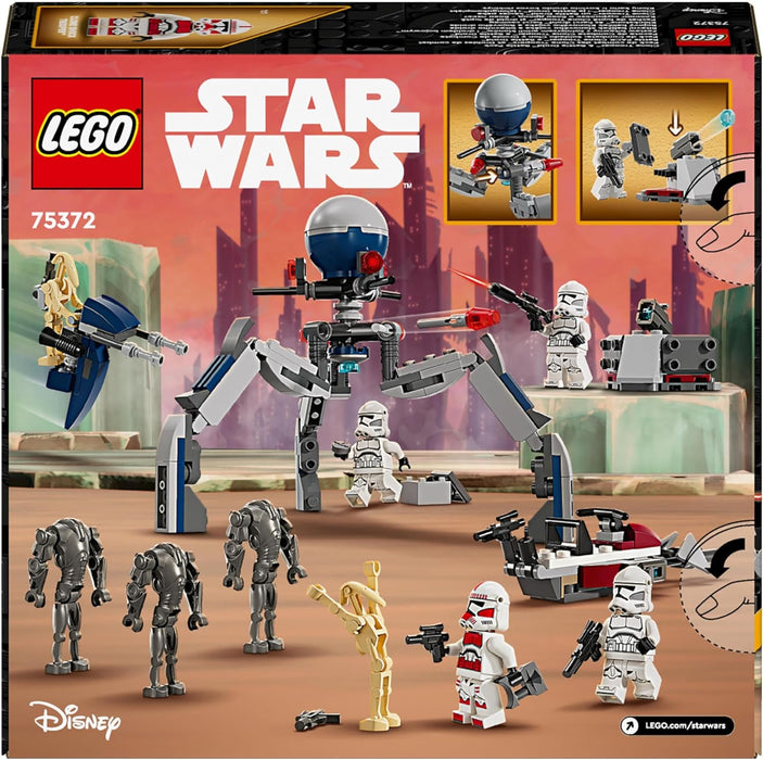 LEGO Star Wars Clone Trooper & Battle Droid Battle Pack Building Toys for Kids with Speeder Bike Vehicle, 4 Minifigures and 5 Figures, Gifts for Boys and Girls Aged 7 Plus Years Old 75372