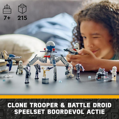 LEGO Star Wars Clone Trooper & Battle Droid Battle Pack Building Toys for Kids with Speeder Bike Vehicle, 4 Minifigures and 5 Figures, Gifts for Boys and Girls Aged 7 Plus Years Old 75372