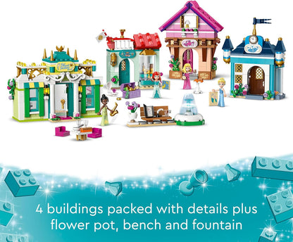LEGO Disney Princess l'Avventura al Mercato Principesse Disney, Piccola Città da Costruire, Giochi per Bambine e Bambini da 6 Anni con Mappa del Tesoro e 4 Mini Bamboline, Regalo di Compleanno 43246