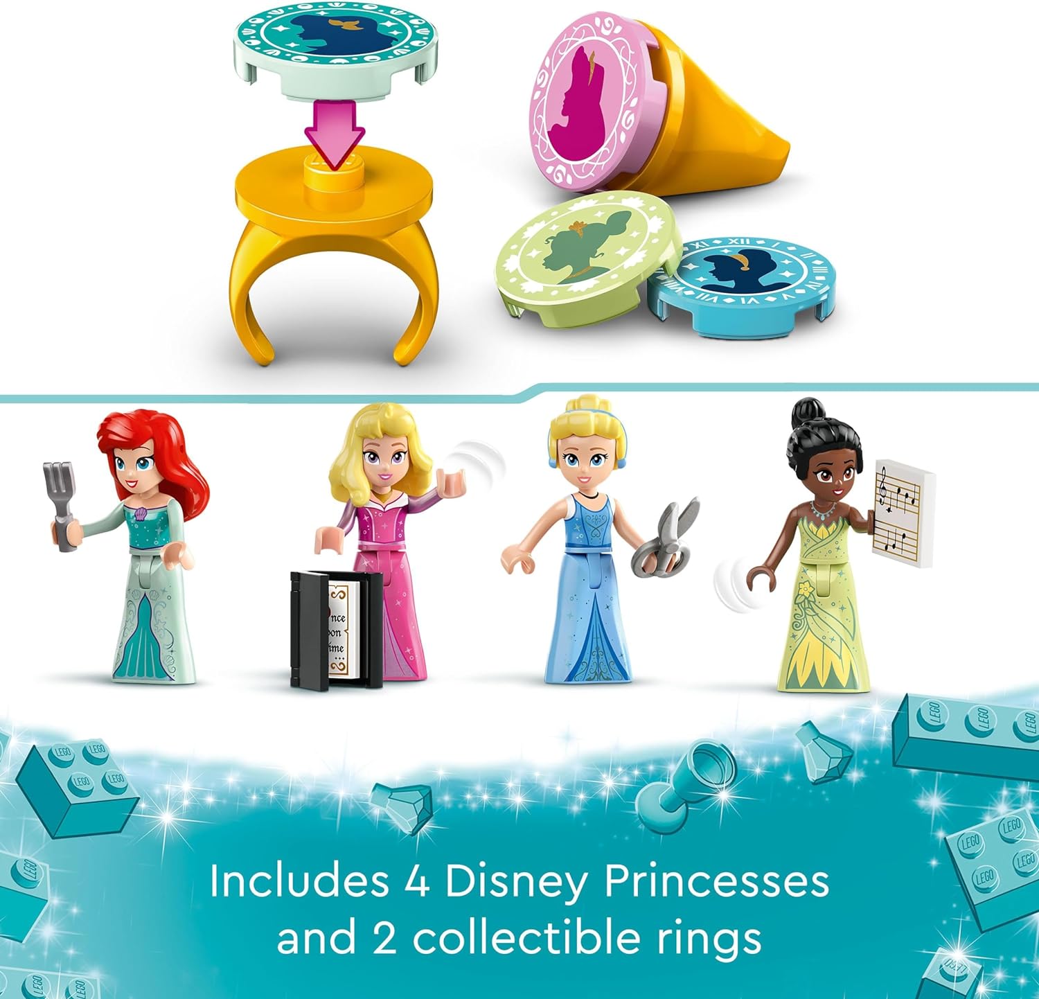 LEGO Disney Princess l'Avventura al Mercato Principesse Disney, Piccola Città da Costruire, Giochi per Bambine e Bambini da 6 Anni con Mappa del Tesoro e 4 Mini Bamboline, Regalo di Compleanno 43246