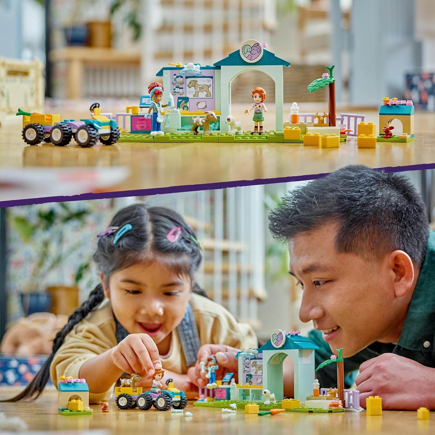 LEGO Friends Farm Animal Vet Clinic Set with Toy Tractor for 4 Plus Year Old Girls, Boys & Kids, Includes Rabbit, Goat Figures, 2 Mini-Doll Characters and Food Elements for Role Play, Gift Idea 42632