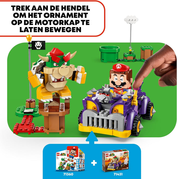 LEGO Super Mario Bowser’s Muscle Car Expansion Set, Collectible Race Kart Toy for 8 Plus Year Old Boys, Girls & Kids with a Bowser Character Figure, Small Gifts for Gamers Who Love Creative Play 71431