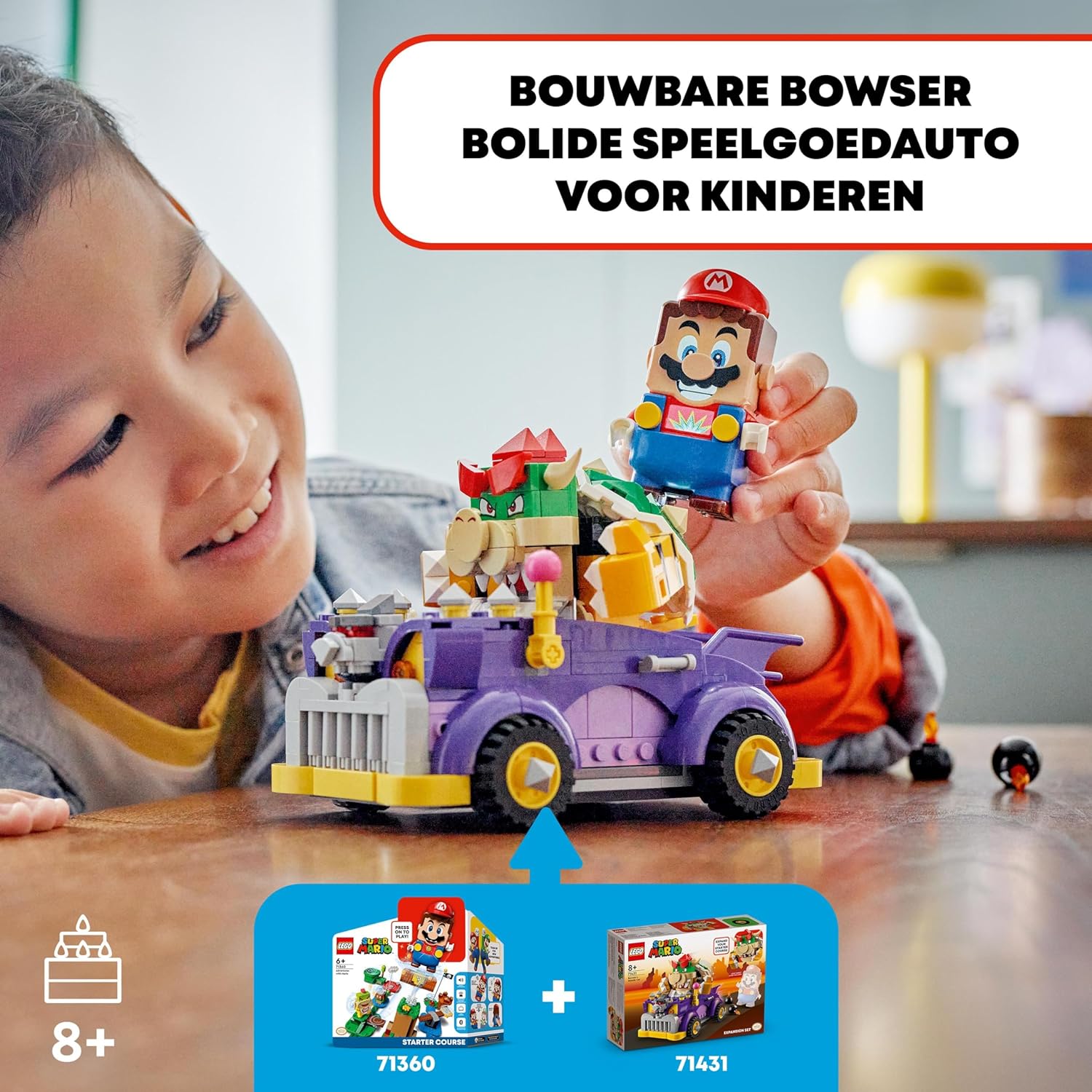 LEGO Super Mario Bowser’s Muscle Car Expansion Set, Collectible Race Kart Toy for 8 Plus Year Old Boys, Girls & Kids with a Bowser Character Figure, Small Gifts for Gamers Who Love Creative Play 71431
