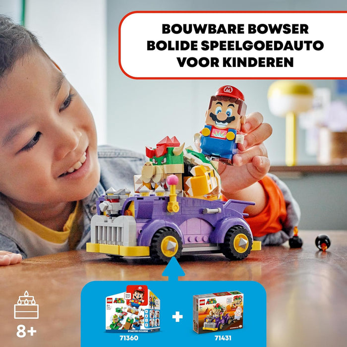 LEGO Super Mario Bowser’s Muscle Car Expansion Set, Collectible Race Kart Toy for 8 Plus Year Old Boys, Girls & Kids with a Bowser Character Figure, Small Gifts for Gamers Who Love Creative Play 71431