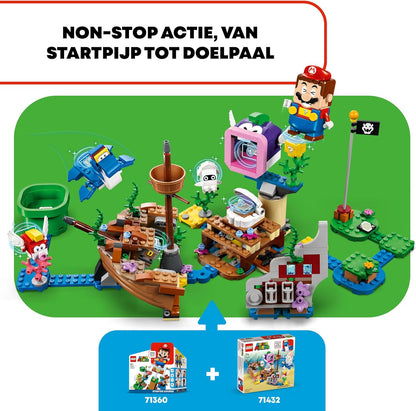 LEGO Super Mario Dorrie's Sunken Shipwreck Adventure Expansion Set, Collectible Toy for 7 Plus Year Old Boys, Girls & Kids with Cheep Cheep and Blooper Gaming character Figures, Gift for Gamers 71432