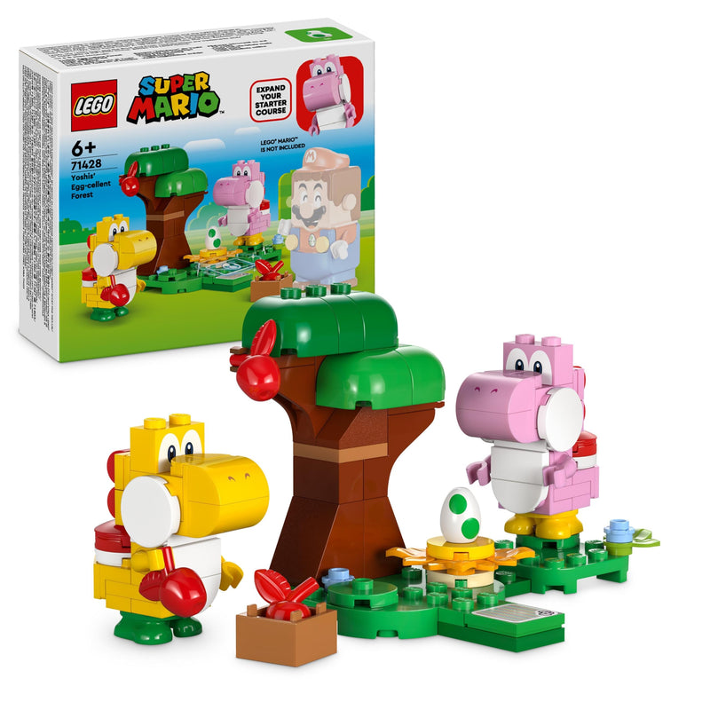 LEGO Super Mario Yoshis’ Egg-cellent Forest Expansion Set, Collectible Role-Play Toy for 6 Plus Year Old Boys, Girls & Kids with 2 Brick-Built Yoshi Character figures, Small Gifts for Gamers 71428