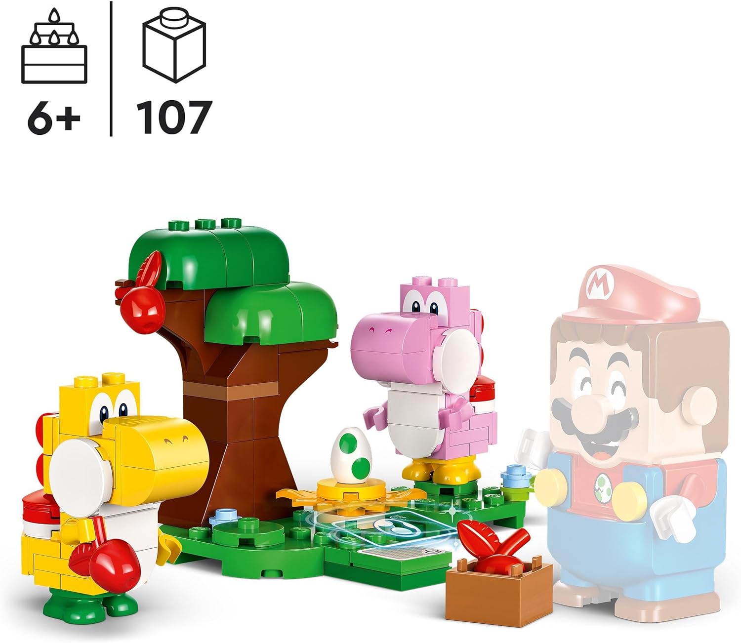 LEGO Super Mario Yoshis’ Egg-cellent Forest Expansion Set, Collectible Role-Play Toy for 6 Plus Year Old Boys, Girls & Kids with 2 Brick-Built Yoshi Character figures, Small Gifts for Gamers 71428