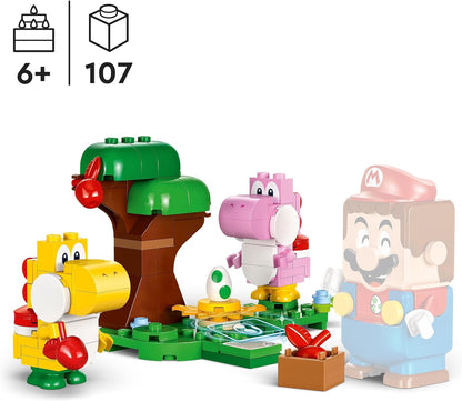 LEGO Super Mario Yoshis’ Egg-cellent Forest Expansion Set, Collectible Role-Play Toy for 6 Plus Year Old Boys, Girls & Kids with 2 Brick-Built Yoshi Character figures, Small Gifts for Gamers 71428