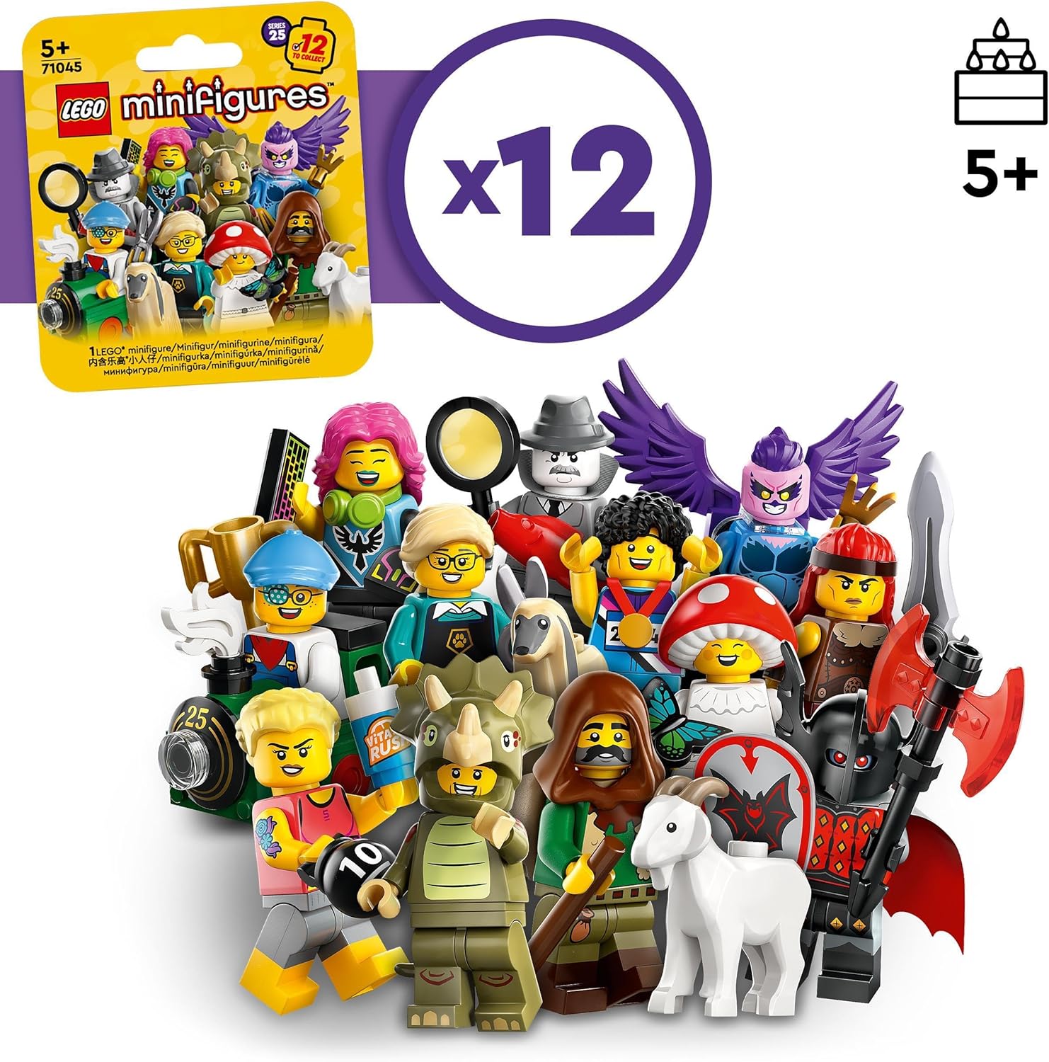 LEGO Minifigures Series 25 Blind Box, Collectible Role-Play Toy for Independent Play, Gift for 5 Plus Year Old Boys & Girls (1 of 12 characters, Chosen at Random) 71045