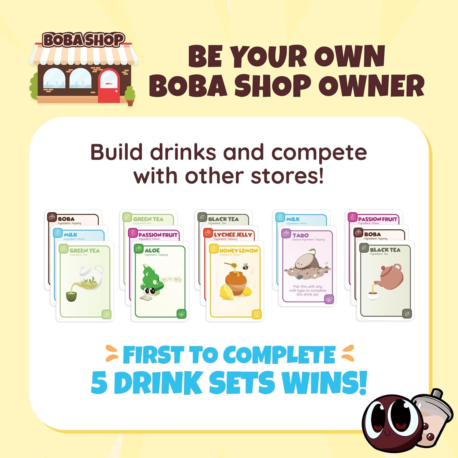 Sabobatage: The Boba Card Game | Easy Family-Friendly Party Game | Card Games for Adults, Teens & Kids | 2-5 Players (Base Game 3rd Edition