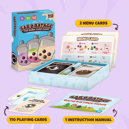 Sabobatage: The Boba Card Game | Easy Family-Friendly Party Game | Card Games for Adults, Teens & Kids | 2-5 Players (Base Game 3rd Edition