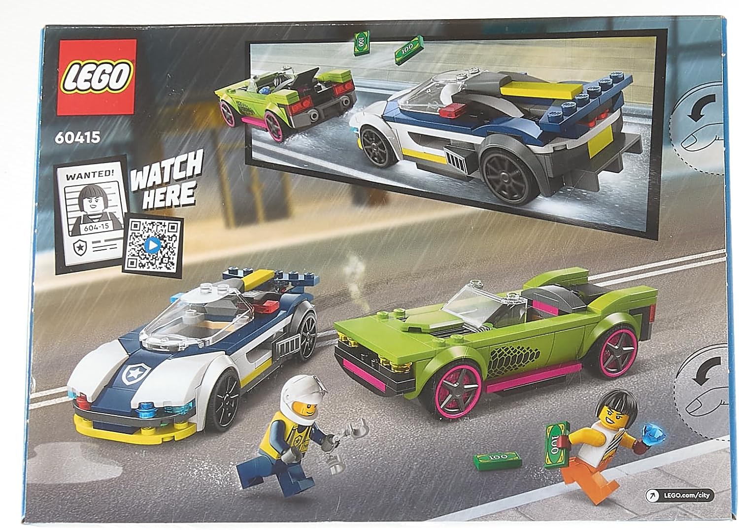 LEGO City Police Car and Muscle Car Chase, Racing Vehicle Toys for 6 Plus Year Old Boys & Girls, Fun Gift for Kids Who Love Pretend Play, Includes Officer and Crook Minifigures 60415