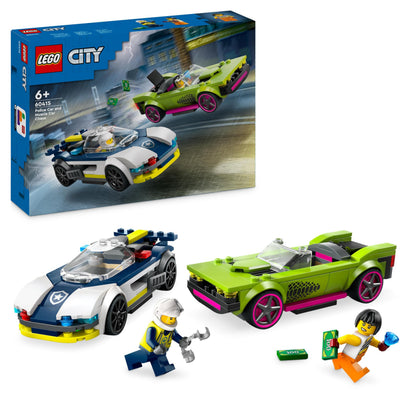 LEGO City Police Car and Muscle Car Chase, Racing Vehicle Toys for 6 Plus Year Old Boys & Girls, Fun Gift for Kids Who Love Pretend Play, Includes Officer and Crook Minifigures 60415