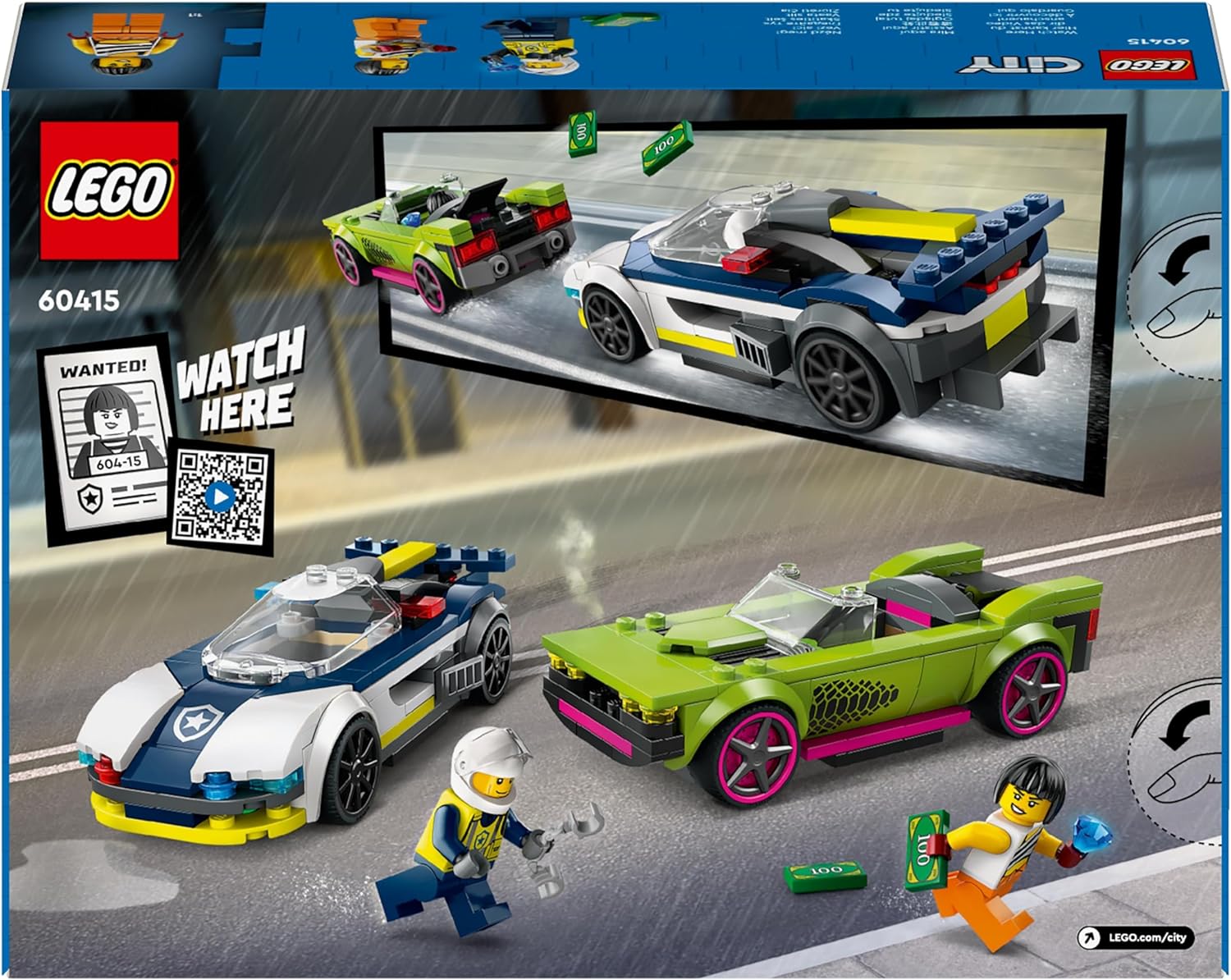 LEGO City Police Car and Muscle Car Chase, Racing Vehicle Toys for 6 Plus Year Old Boys & Girls, Fun Gift for Kids Who Love Pretend Play, Includes Officer and Crook Minifigures 60415