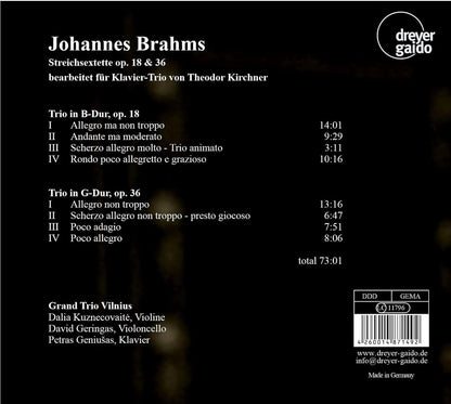 Brahms: Streichsextette Op. 18 & Op. 36: Bearbeitet Für Klavier-Trio Von Theodor Kirchner