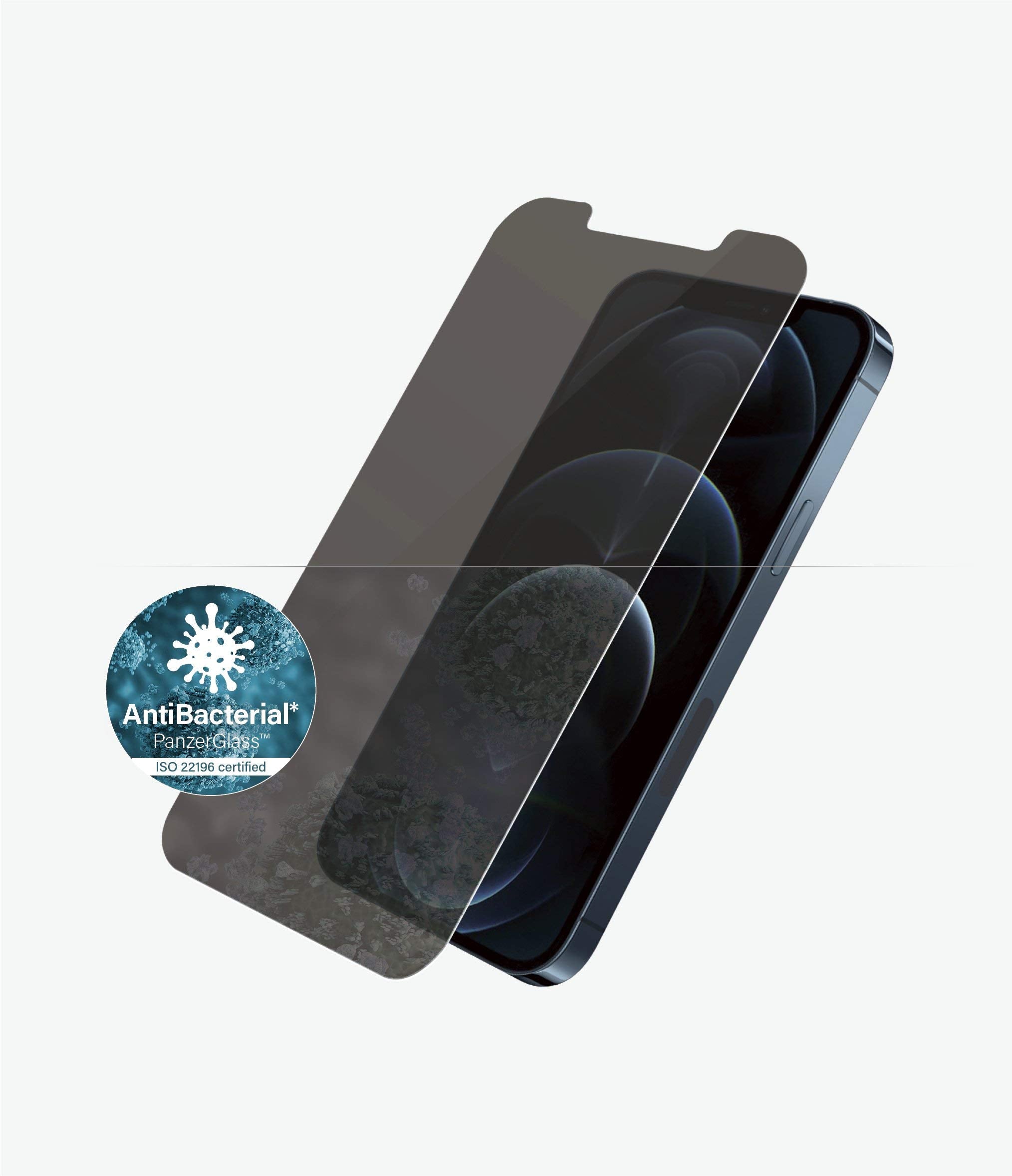 Panzerglass Antibacterial privacy screen protector suitable for Apple iPhone 12 Pro Max, standard fit