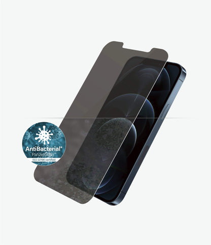 Panzerglass Antibacterial privacy screen protector suitable for Apple iPhone 12 Pro Max, standard fit
