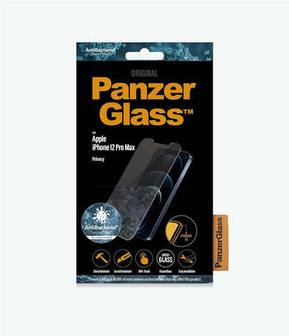 Panzerglass Antibacterial privacy screen protector suitable for Apple iPhone 12 Pro Max, standard fit