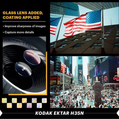 KODAK EKTAR H35N Half Frame Film Camera, 35mm, Reusable, Focus-Free, Bulb Function, Built-in Star Filter, Coated Improved Lens (Film & AAA Battery are not Included) (Striped Black