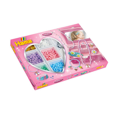 Hama Pink Activty Creative Box, Arts and Crafts Fuse Beads Set with Accessories, for Ages 5+, Official Set