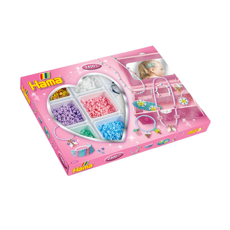 Hama Pink Activty Creative Box, Arts and Crafts Fuse Beads Set with Accessories, for Ages 5+, Official Set