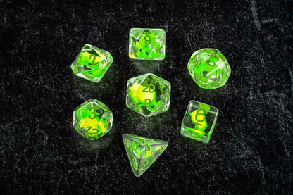 FanRoll by Metallic Dice Games Dragon StormTM Inclusion Resin Dice Set: Green Dragon