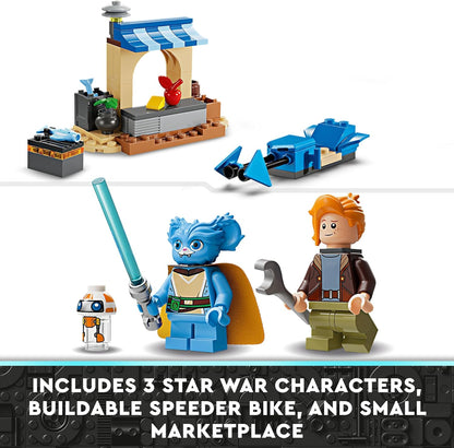 LEGO Star Wars: Young Jedi Adventures Der Crimson Firehawk, Starterset für Kinder mit baubarem Raumschiff-Spielzeug, Speeder Bike und 3 Figuren, Geschenk für Jungs und Mädchen ab 4 Jahren 75384