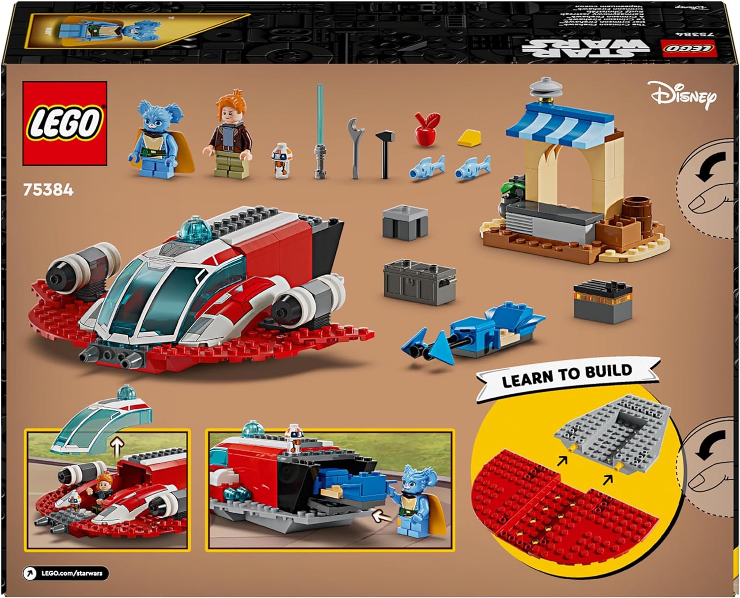 LEGO Star Wars: Young Jedi Adventures Der Crimson Firehawk, Starterset für Kinder mit baubarem Raumschiff-Spielzeug, Speeder Bike und 3 Figuren, Geschenk für Jungs und Mädchen ab 4 Jahren 75384