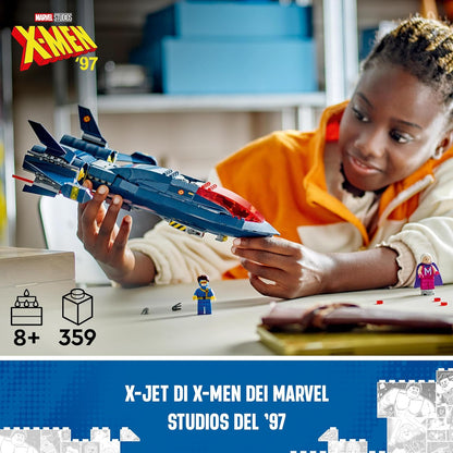 LEGO Marvel X-Men X-Jet Buildable Toy Plane for Kids, Boys & Girls, Airplane Model Building Kit with Wolverine, Cyclops, Rogue and Magneto Super Hero Minifigures, Birthday Gift Idea 76281