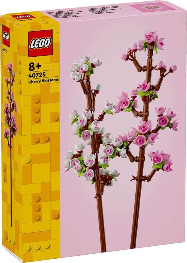 LEGO Cherry Blossoms, Artificial Faux Flowers Set, Valentine's Day Gift Idea, Makes a Great Desk Decor Accessory for 8 Plus Year Old Girls, Boys and Teens 40725