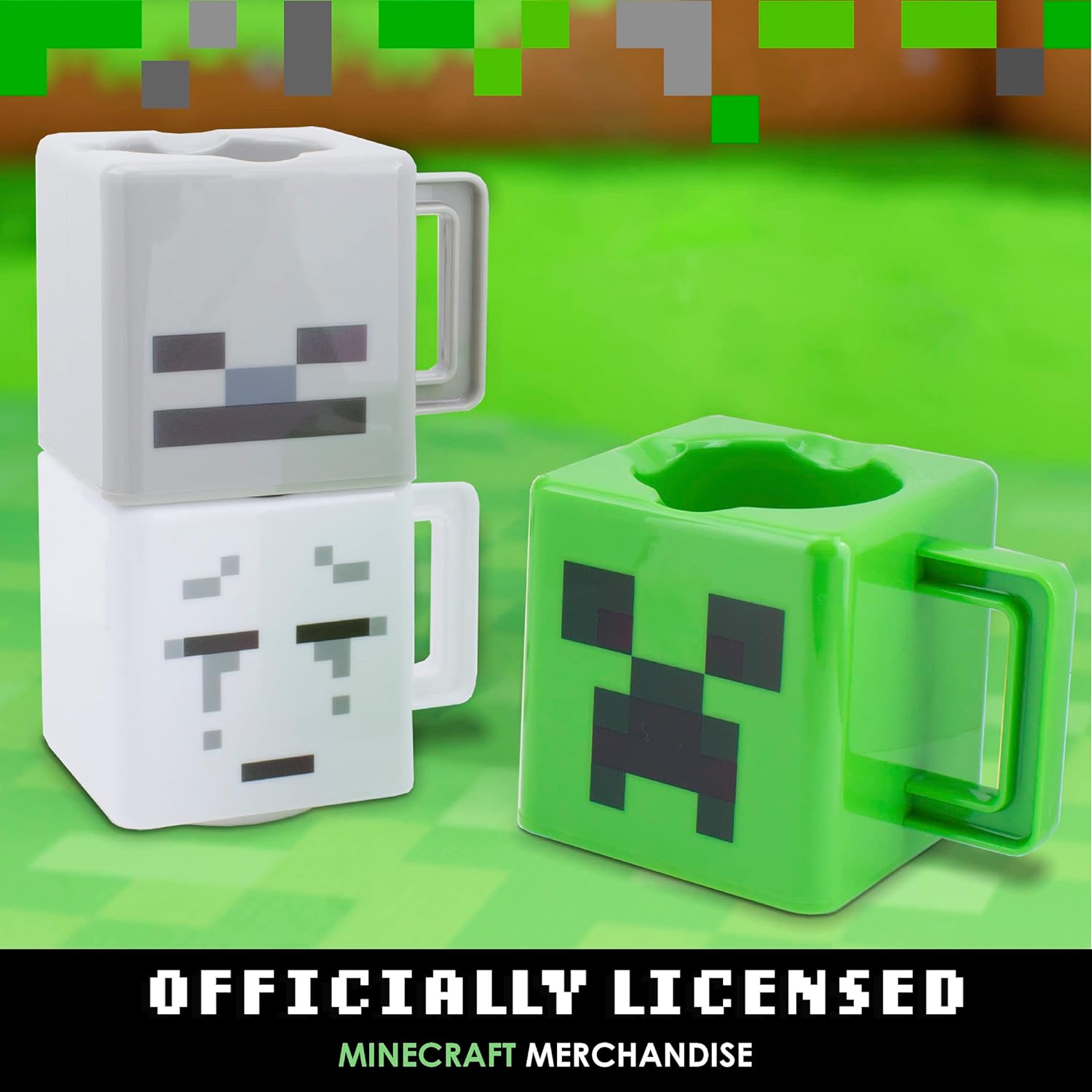 Plastic Minecraft Stacking Coffee Mugs, Set of 3 Minecraft Mugs