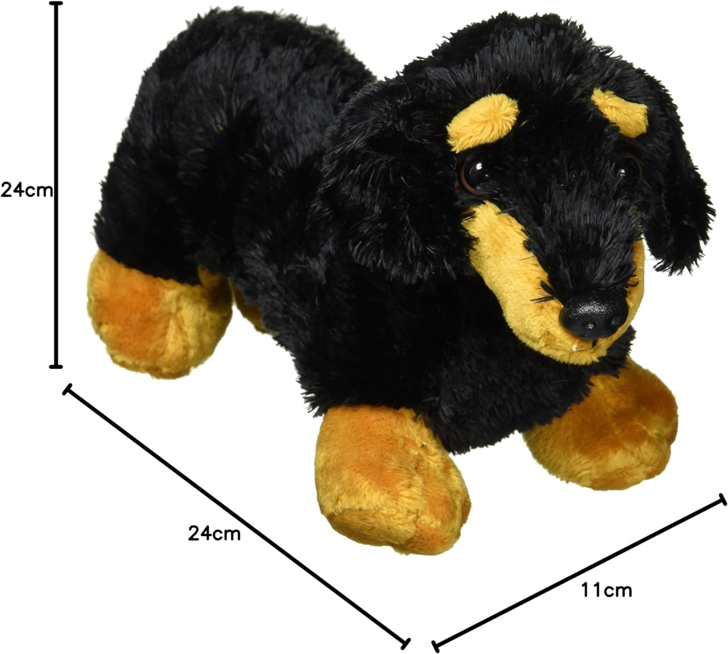 Aurora, 12750, Mini Flopsies Vienna The Dachshund, 20cm, Juguete de Peluche, Negro y marrón Único