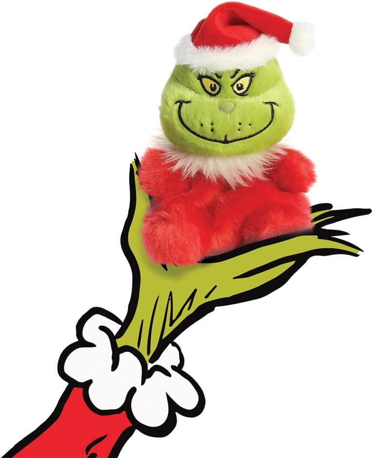 Aurora, 15591, The Grinch Official Merchandise Santa Palm Pal, Soft Toy, Red & Green
