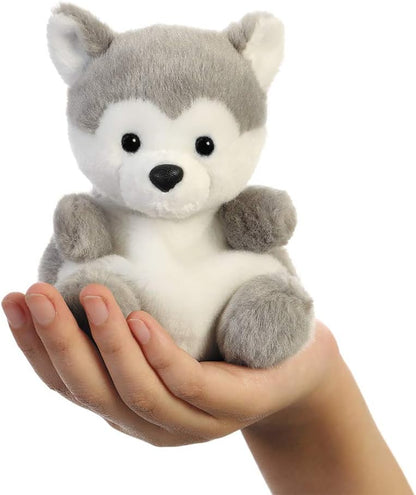 Aurora Palm Pets, Busky el Husky Perro Suave Juguete, 33474, 5 Pulgadas, Gris y Blanco