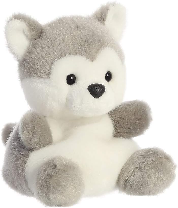 Aurora Palm Pets, Busky el Husky Perro Suave Juguete, 33474, 5 Pulgadas, Gris y Blanco