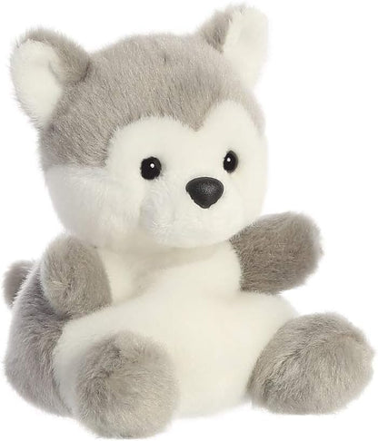 Aurora Palm Pets, Busky el Husky Perro Suave Juguete, 33474, 5 Pulgadas, Gris y Blanco